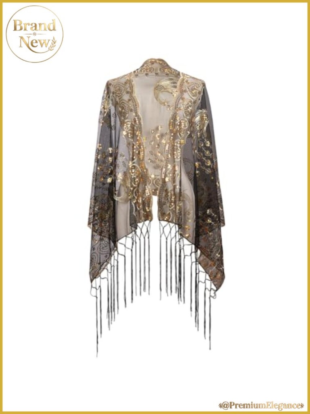 Sequin Fringe Tassel Shawl Wraps Chiffon Pashmina Formal Wedding Party
